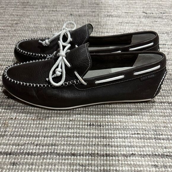 Cole Haan Espresso Brown Leather Slip-On Loafers Size 11 — Boat Shoes Like New!